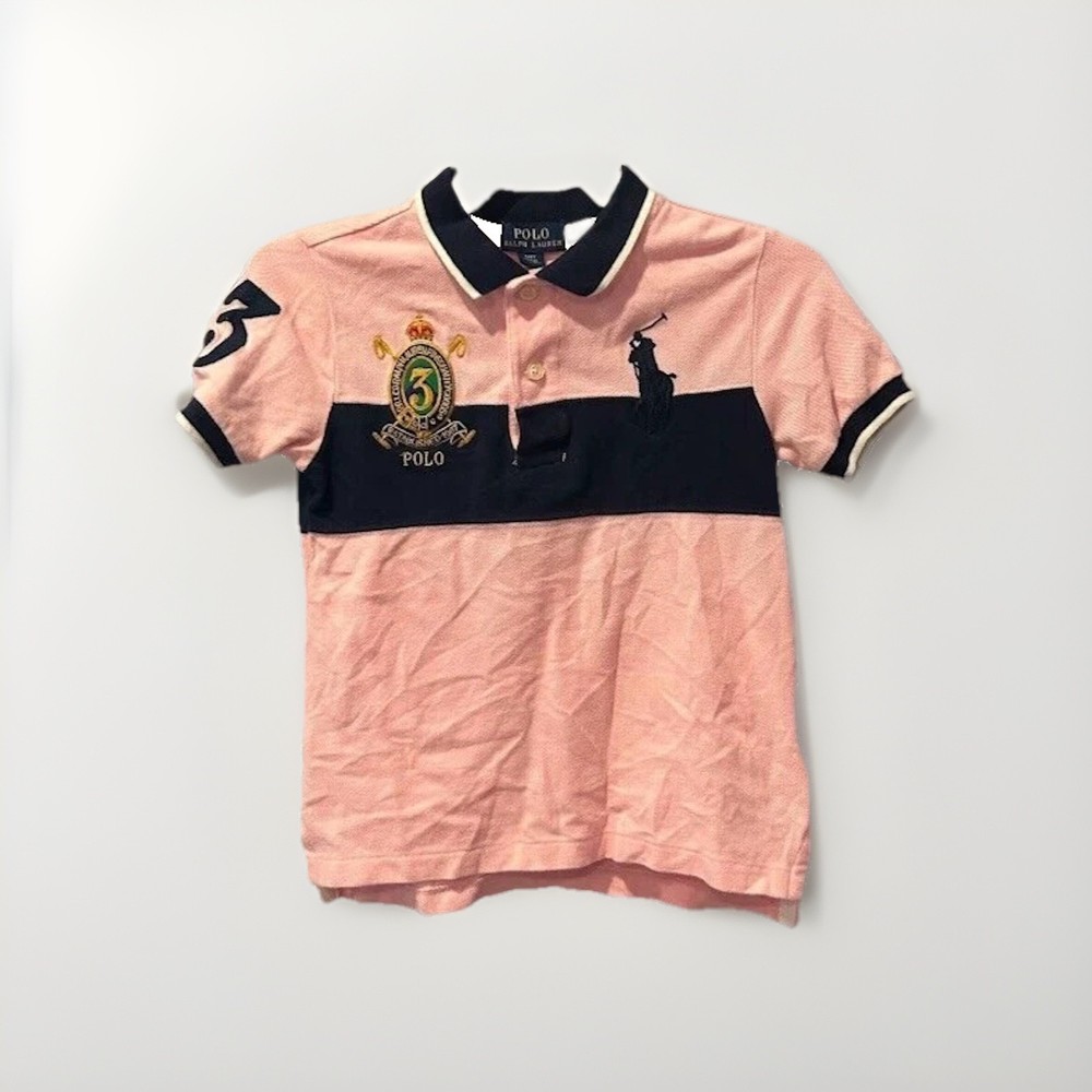 Polo Ralph Lauren Color Block Polo Shirt Pink Blue White Toddler Kid Size 4/4T