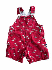 Y2K Tommy Hilfiger Red Fish Print Short Overalls 18-24 Months