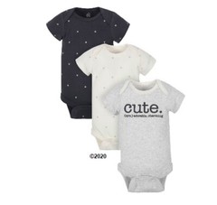 Wonder Nation Baby Girl 3-Pack “Cute”/Stars Bodysuits Size 12M