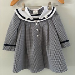 Bonnie Baby Dress Set 24M Navy Gingham Sailor Coat 2pc Nautical Classic Preppy