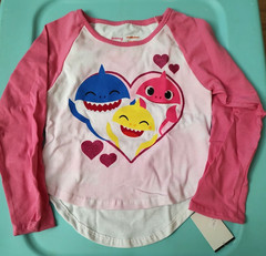 NWT Girls Size 3T❤️ VALENTINE’S Day BABY SHARK Long Sleeves Pink ❤️Cotton