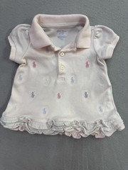 Ralph Lauren Shirt Dress Girls 0-3 Months Pink Polo Ruffle Hem Pony Logo