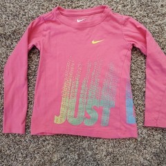 Nike Pink Long Sleeve Top Girl’s 3T Pink Pullover Just So It Neon Sparkle
