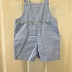 Little English Embroidered Golf Jon Jon Shortalls Romper Blue Boys SZ 12 Months