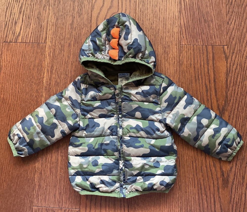 Robeez Baby Puffer Jacket 3–6 Months Camo Hooded Packable Coat Dino Spikes