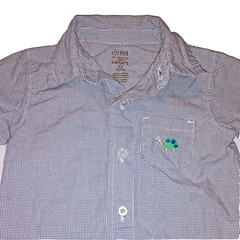 Carter’s Infant Baby 6-9M Blue Plaid Short Sleeve Button Down Shirt -Turtle Logo