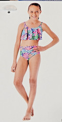 Swimsuit Bikini Set Multicolored UPF 50 Adj Straps Girls Size 2T By Members Mark
