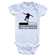 Skateboarding Skills Loading Funny Skateboard Humor One Piece Baby Bodysuit