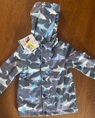 Andy & Evan Kids 12-18M Rain Jacket Navy Shark Raincoat NWT