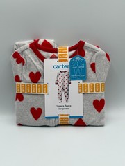 NWT Carter’s Fleece Footie 1-Piece Pajama Set Baby 9-12M Gray Red Heart Comfort