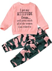 Boutikome Pink & Black Camouflage Shirt & Pant Outfit Set Size 2T