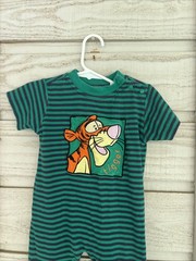 VTG The Disney Store Winnie The Pooh 100% cotton Romper 24M Tigger green stripes