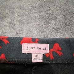 Just Be Us Girls 2T Pull-On Leggings 2-Pair Set Red Solid & Black Bow Print