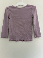 Garanimals Toddler Girls Solid Light Purple Cotton Rib-Knit Long Sleeve Shirt 3T