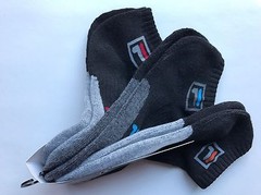 3 Pairs Fila Ankle Socks 2 Sizes 6-8 & 9-11 Assorted Black Cushioned+Band NEW