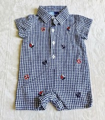 Good Lad Baby Boy Outfit 6 Mo Seersucker Anchor/ Boat Blue Jon Jon Romper Summer