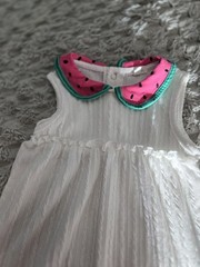 minibean 18M Sleeveless White Romper with Watermelon Embroidered Collar