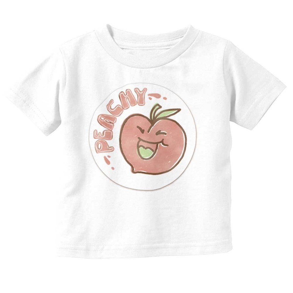 Vintage Distressed Peachy Fruit Pun Sticker Toddler Boy Girl Youth T Shirt Tee