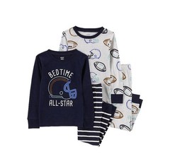 Carters Toddler Football 4PC Top And Bottoms Pajama Set 3 T