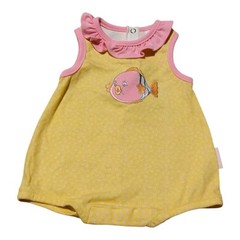 Healthtex Baby One Piece Girls Yellow Pink Fish Vintage 0-3 Months