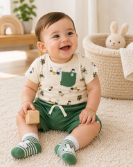 Miffy Baby Boys’ 3-Piece Short Set With Socks Size 3M 6M 9M