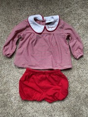 Jellybean Grayson Red White Striped Baby Outfit Set 12M