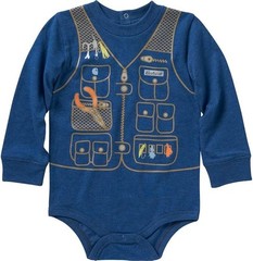 Carhartt Boy’s Bodysuit Long Sleeve Fishing Vest Design Blue Heather 18M NWT