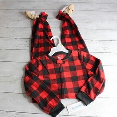 Carter’s Boy’s Buffalo Plaid Fleece Footie Pajama Sleeper Size 4T 4