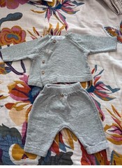 ZARA Baby Gray 2-Piece Sweatshirt & Pants Set Long Sleeve Cotton 1-3 Months