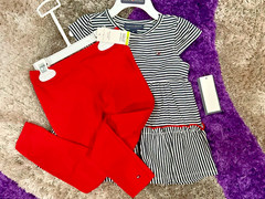 New Girl’s 2pc Blue Red Tommy Hilfiger Top and pants set Size 4T