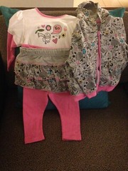 Girls Babyworks Pink-Multi 4 Piece Pant Set w/Skirt Size 24M – New