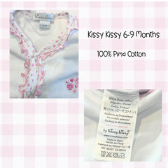Kissy Kissy Baby Girl White Pink Footed Sleeper 6–9 Months 100% Pima Cotton