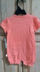 John Deere Girls 12/18 Month Pink Flower Peach Polka Dot Romper “Little Cutie”