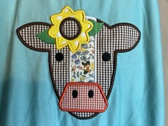 Busy Bees Smock turquoise Sleeveless Overall Cute Floral & Cow,Summer|Size:3T