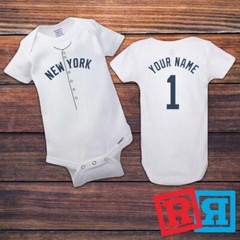 Personalized New York Yankees Gerber Baby Onesie® Cotton White Custom Bodysuit