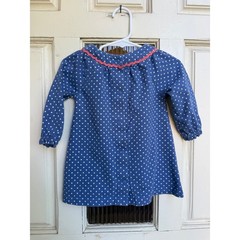 Baby Boden Blue Polka Dot Bunny Applique Jersey Dress Size 3-6M 68cm Long Sleeve