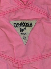 Vintage Oshkosh Overalls 2t Pink Girls Snap Crouch Pockets Side Buttons Straps