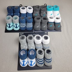 Nautica Baby Bootie Socks Grey Blue Anchor Set 6-24 Month 12 Pairs