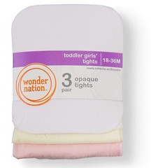 Toddler Girl’s 3-5T Wonder Nation Opaque Tights 3 Pack White/Ivory/Pink New