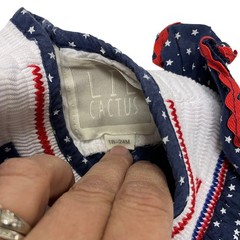 Lil Cactus Romper Blue Smocked American Flag Stars Baby Girl 18-24M Americana