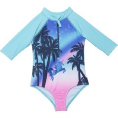 LIMITED TOO 3T Toddler Girl’s Long Sleeve Rash Guard Swimsuit 1 Pc Unicorn Palm