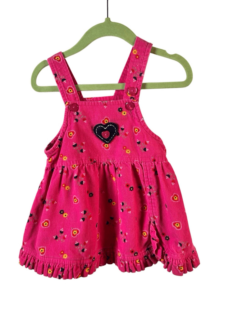 Sesame Street Corduroy 12m overall dress pink hearts Y2k? Bangladesh Big Bird L