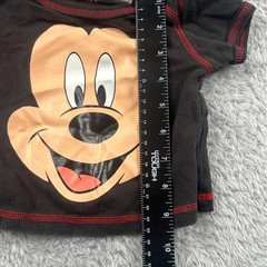 Disney Mickey Mouse Baby Boy Girl Black T-Shirt Red Stitching 3M 100% Cotton