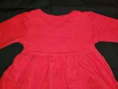 Monag Baby Girl 3-6 M Solid Red Long Sleeve 100% Cotton Dress