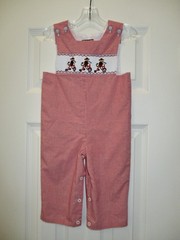 Shrimp & Grits Kids 12 Mos Smocked Longall Monkey Bicycle George Red Baby Boy