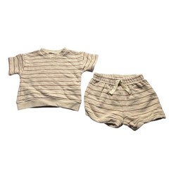 Little Planet by Carter’s Organic Stripe Shirt Shorts Set Baby 6M Beige