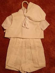 NOS NWT Vtg 90s Adorable VESTED BOW TIE CHRISTENING ROMPER w/ HAT 18 Mo Boys NEW