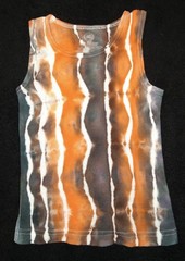 Orange, Black & White Striped Tie Dye Ice Dye Ribbed Toddler Boys Tank ~ Sz 2-3T