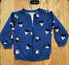 Disney Junior Mickey Mouse Blue Full Zip Knit Jacket Cotton Blend, 2T