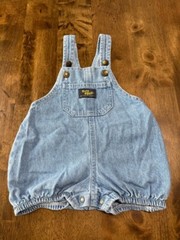 BABY Bgosh Boy Girl unisex OshKosh denim Bubble romper vintage cotton size 3/6 M